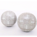 Decorative Ceramic Drawer Knobs, White with Geometric Pattern | Handcrafted Cabinet Pulls with Metal Hardware | Set of 6 for Drawers, Cupboards & Wardrobes