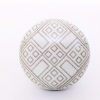 Decorative Ceramic Drawer Knobs, White with Geometric Pattern | Handcrafted Cabinet Pulls with Metal Hardware | Set of 6 for Drawers, Cupboards & Wardrobes
