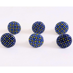 Decorative Ceramic Drawer Knobs, Blue and Yellow Floral Pattern on White Base | Handcrafted Cabinet Pulls with Metal Hardware | Set of 6 for Drawers, Wardrobes & Cupboards