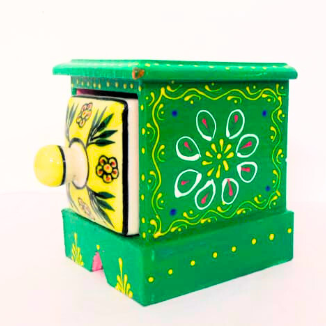 Handcrafted Wooden Storage Box with Floral Design | Traditional Indian Style Money Keeper | Decorative Wooden Box | Multipurpose Organizer & Gift for Home, Weddings, Festivals