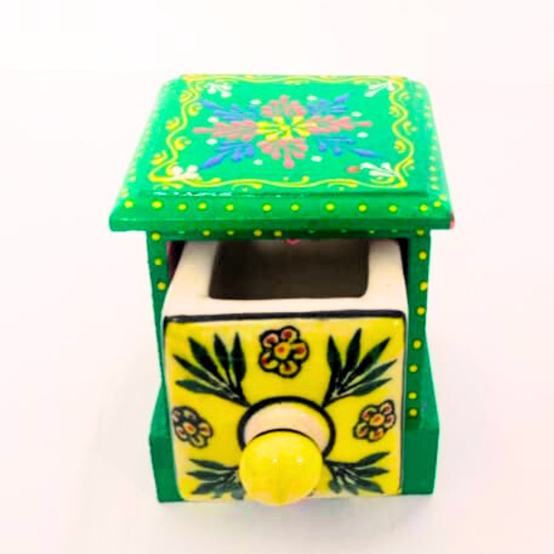 Handcrafted Wooden Storage Box with Floral Design | Traditional Indian Style Money Keeper | Decorative Wooden Box | Multipurpose Organizer & Gift for Home, Weddings, Festivals