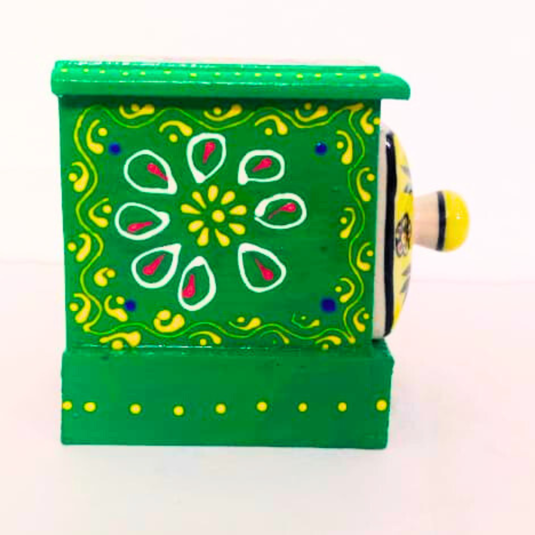 Handcrafted Wooden Storage Box with Floral Design | Traditional Indian Style Money Keeper | Decorative Wooden Box | Multipurpose Organizer & Gift for Home, Weddings, Festivals