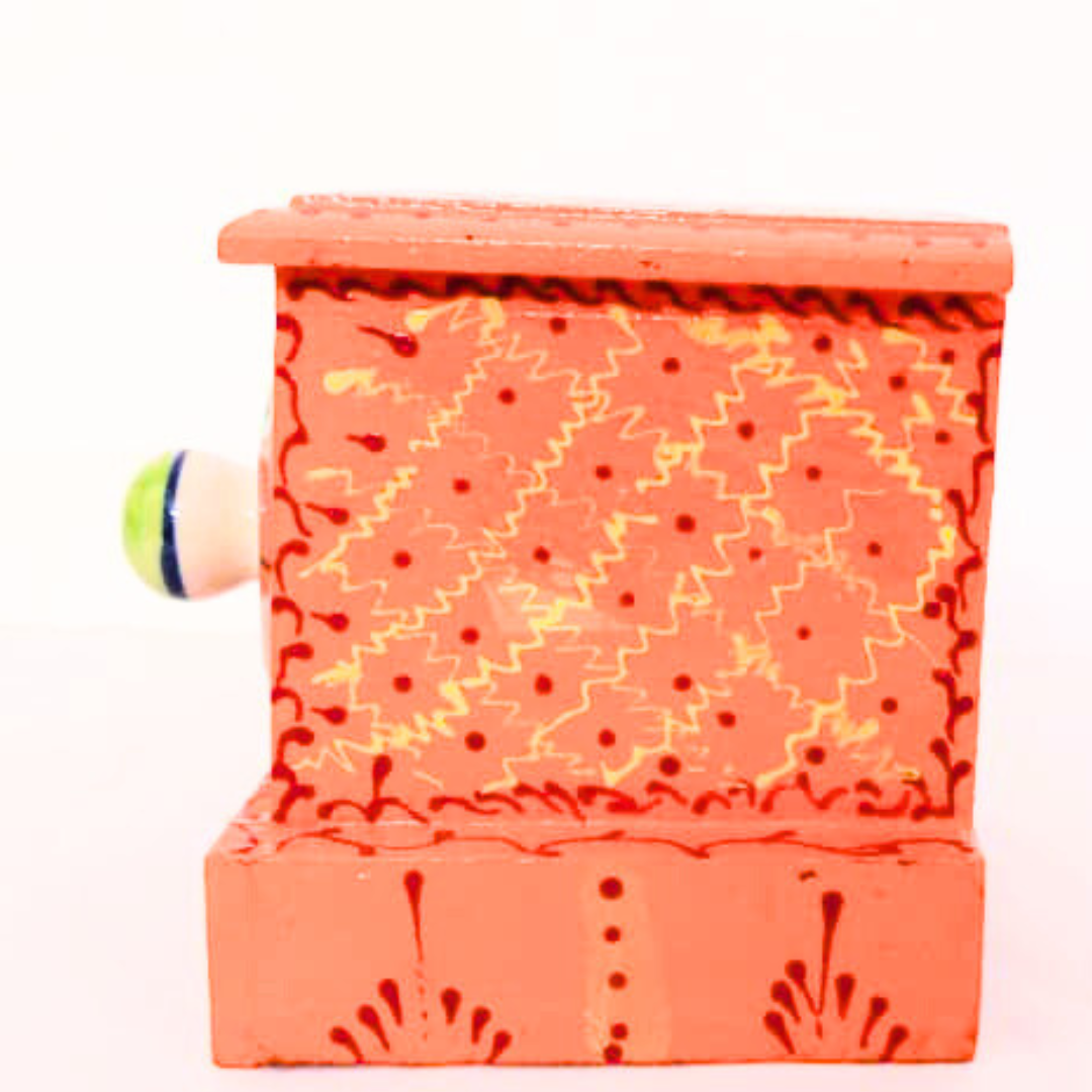 Handcrafted Wooden Drawer Box | Floral Design | Decorative Storage Box for Small Items – Ideal for Gifting | decorative box
