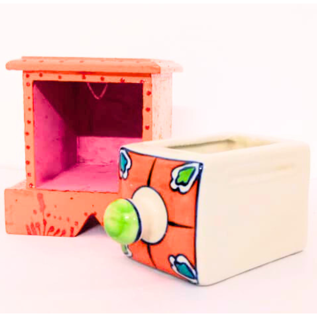 Handcrafted Wooden Drawer Box | Floral Design | Decorative Storage Box for Small Items – Ideal for Gifting | decorative box