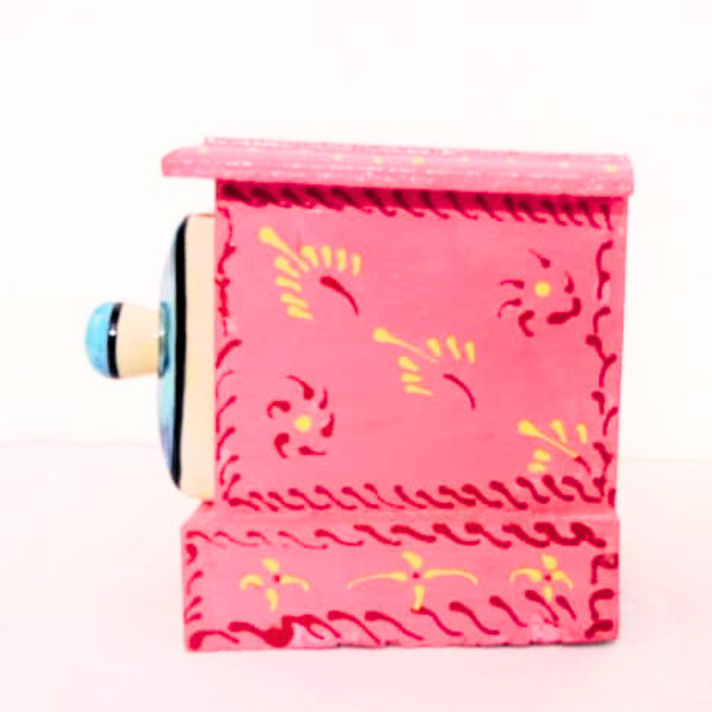 Handcrafted Ceramic Drawer Box | Pink & Blue Floral Design | Decorative Storage Container – Multipurpose Organizer