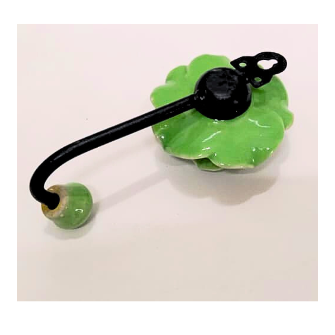 Decorative Green Rose Shaped Hanger | Vintage Style Sturdy Hook for Keys, Towels, Clothes, Coats & Bags | Home, Office & Bedroom Wall Décor