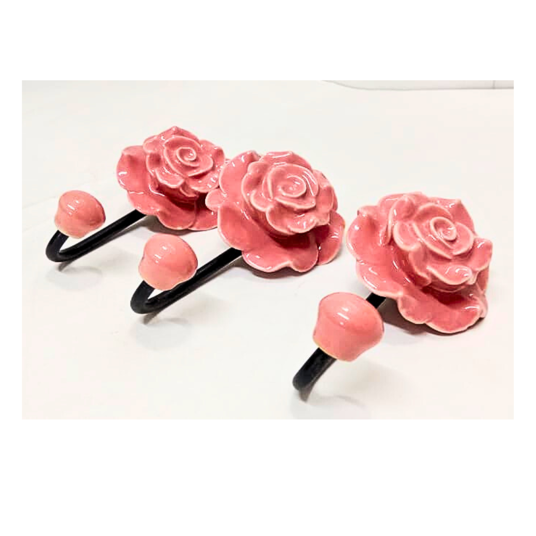 Decorative Blue Rose Shaped Hanger | Vintage Style Sturdy Hook for Keys, Towels, Clothes, Coats & Bags | Home, Office & Bedroom Wall Décor