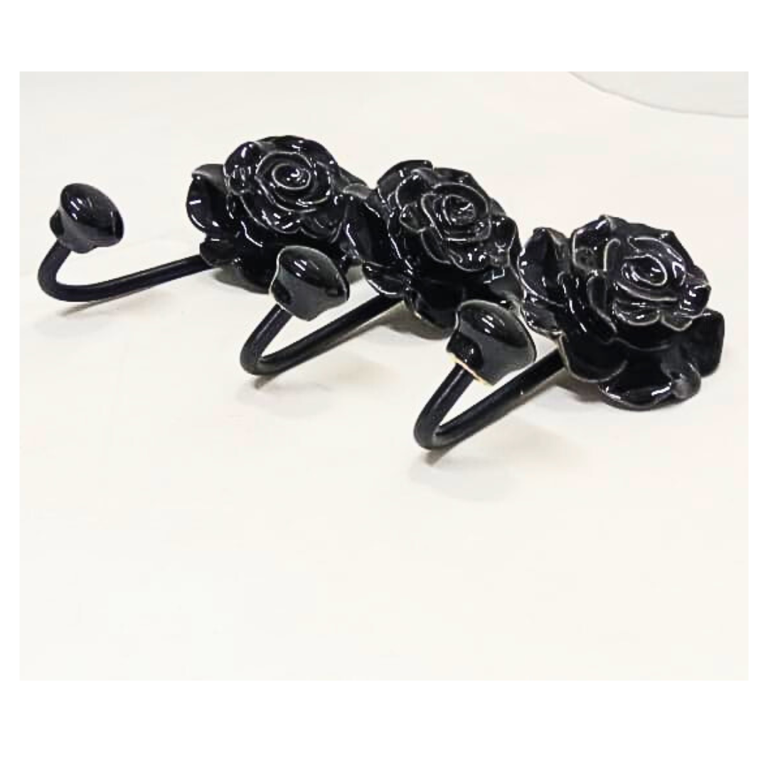 Decorative Rose Wall Hook – Flower Shaped Hanger Hook for Coats, Towels, Keys & Bags – Metal/Ceramic Home Wall Decor