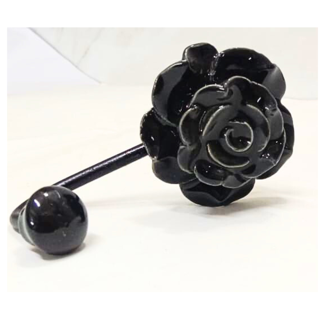 Decorative Rose Wall Hook – Flower Shaped Hanger Hook for Coats, Towels, Keys & Bags – Metal/Ceramic Home Wall Decor