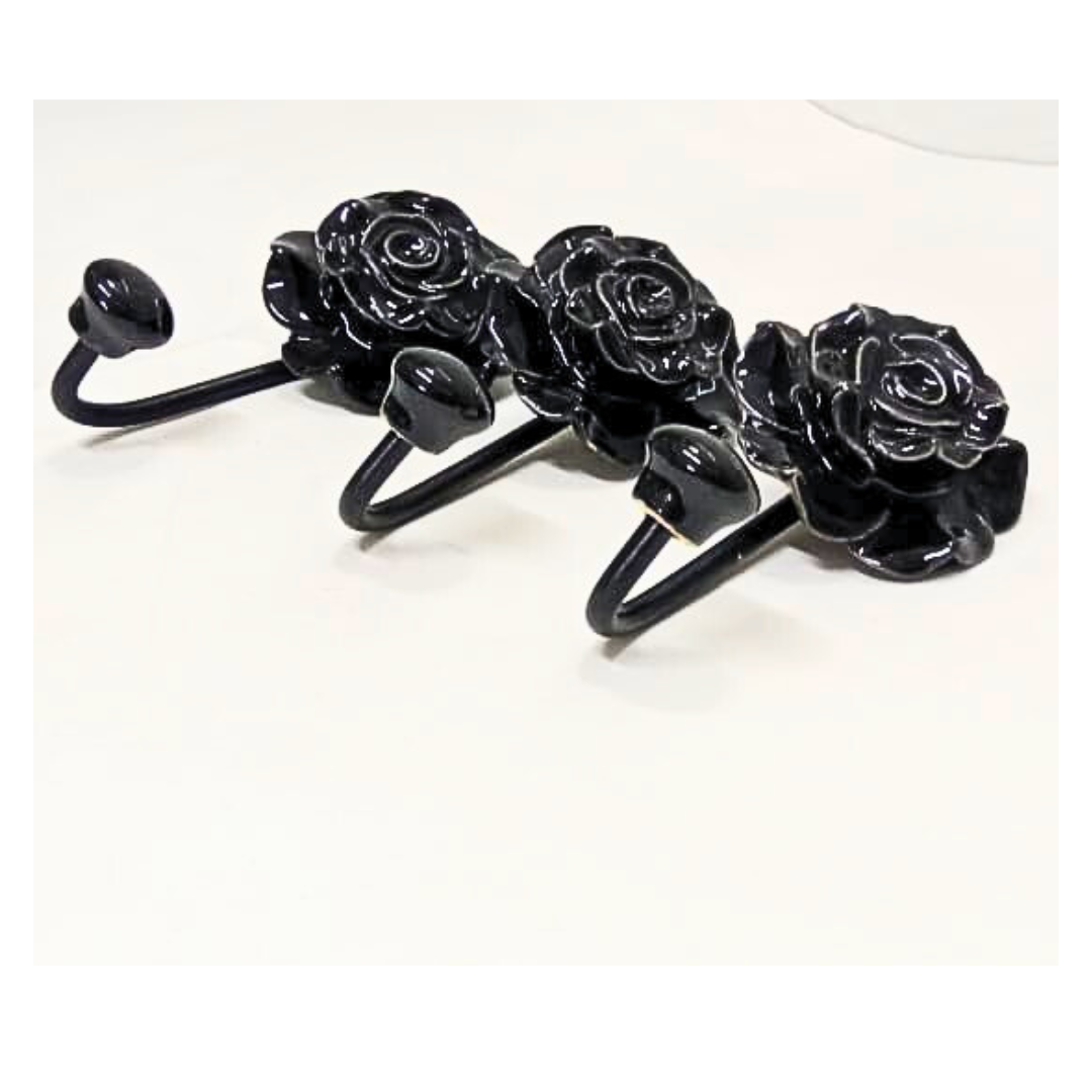 Decorative Rose Wall Hook – Flower Shaped Hanger Hook for Coats, Towels, Keys & Bags – Metal/Ceramic Home Wall Decor