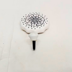 Decorative Wall Hook with Floral Pattern | White Ceramic with Black Metal Curve | Casual Medium Handcrafted Wall Hanger for Keys, Coats, Towels & Home Décor