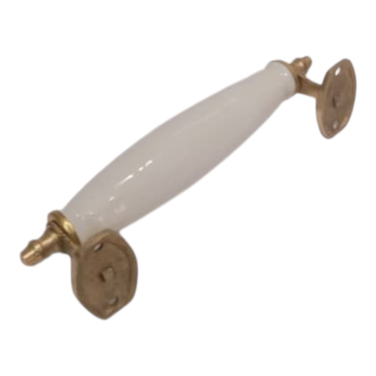 Ceramic Door Handles – Set of 2, Medium Size, White & Blue Decorative Pull Knobs for Cabinets, Drawers, and Furniture (White)