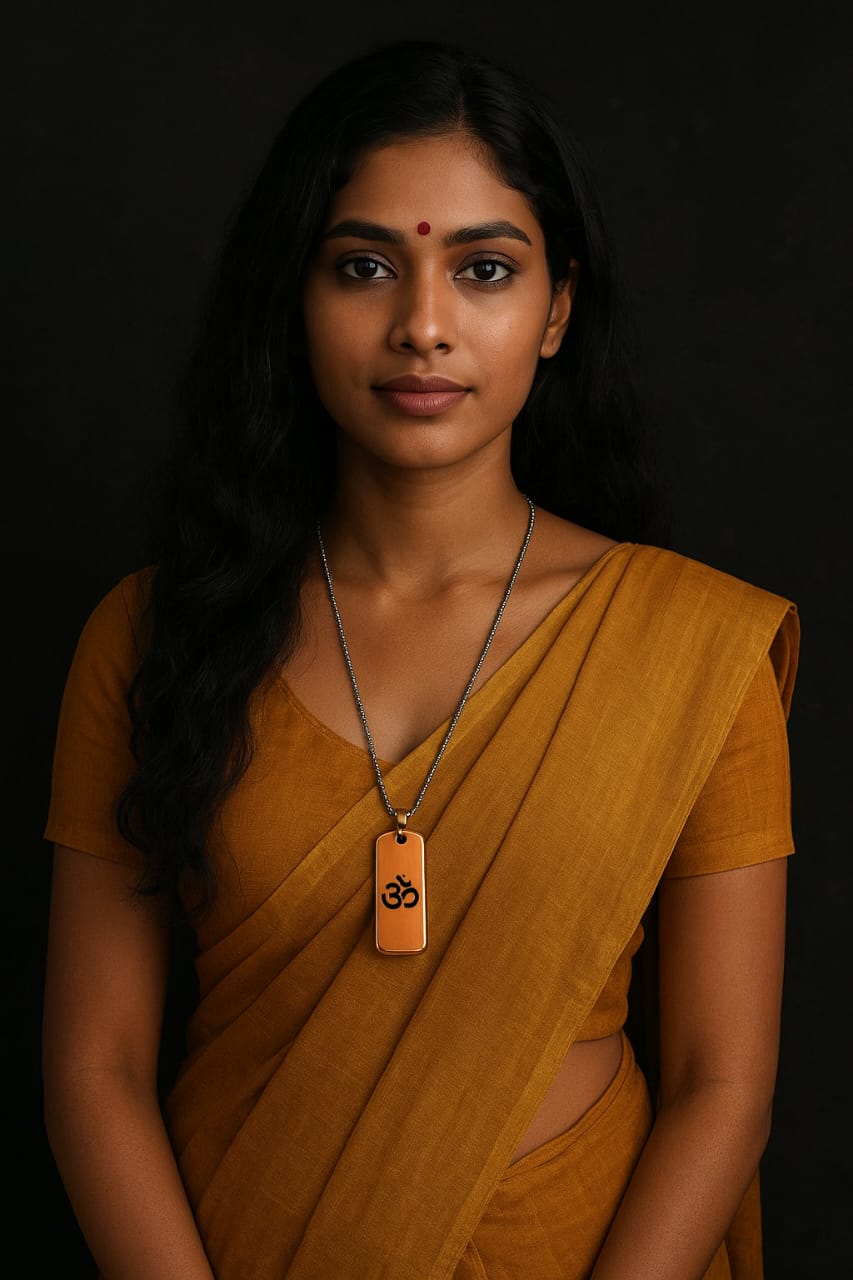 OM Pendant Necklace for Men | Rose Gold Plated Bar Pendant with Silver Chain | Spiritual Hindu Religious Locket for Daily Wear & Gifting