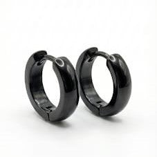 Classic Black Hoop Earrings for Men & Women | Minimal Everyday Huggie Hoops