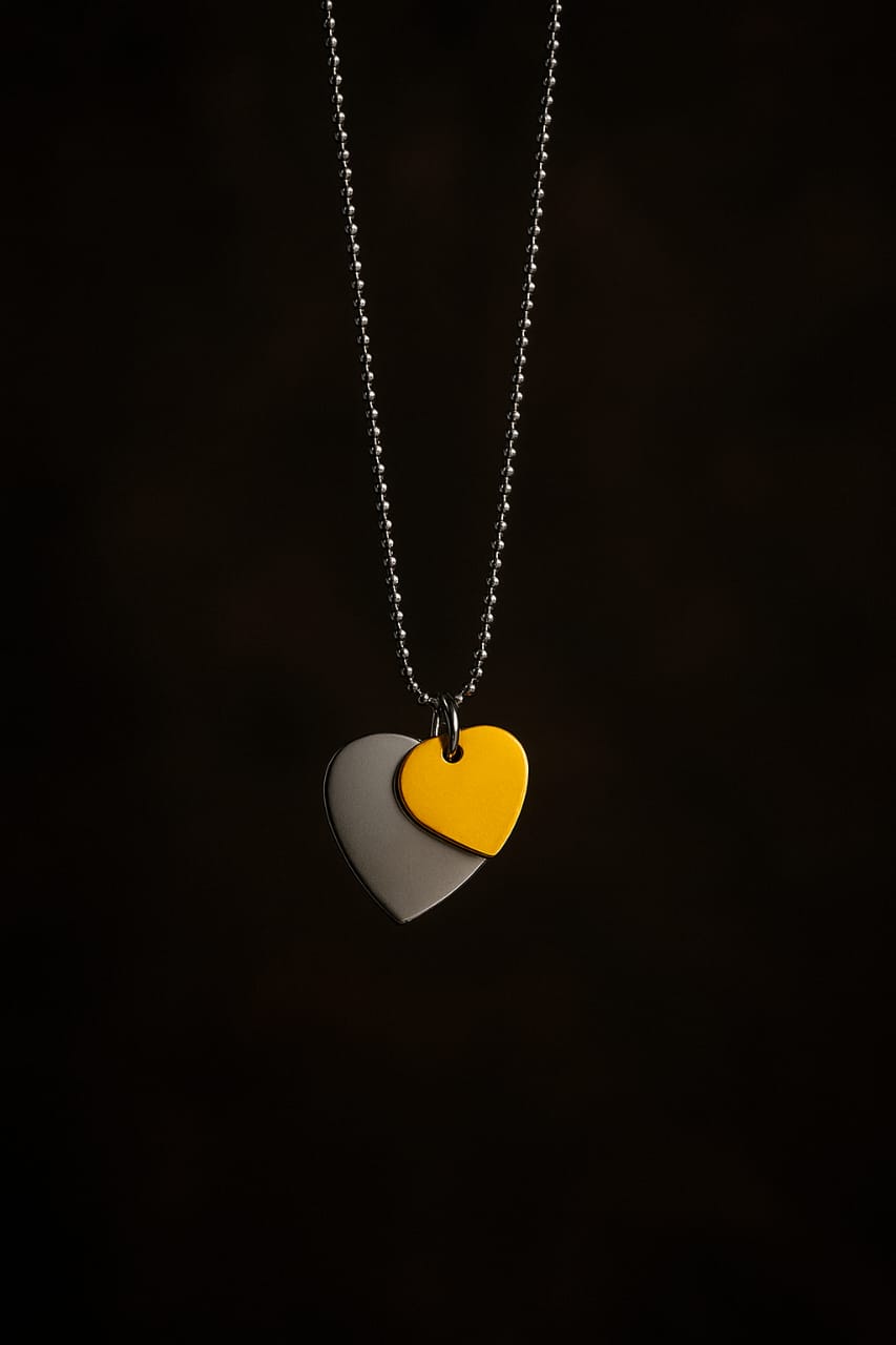 Double Heart Pendant Necklace for Women | Gold & Silver Heart Charm Chain | Romantic Gift Jewellery