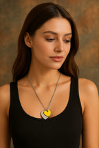 Double Heart Pendant Necklace for Women | Gold & Silver Heart Charm Chain | Romantic Gift Jewellery