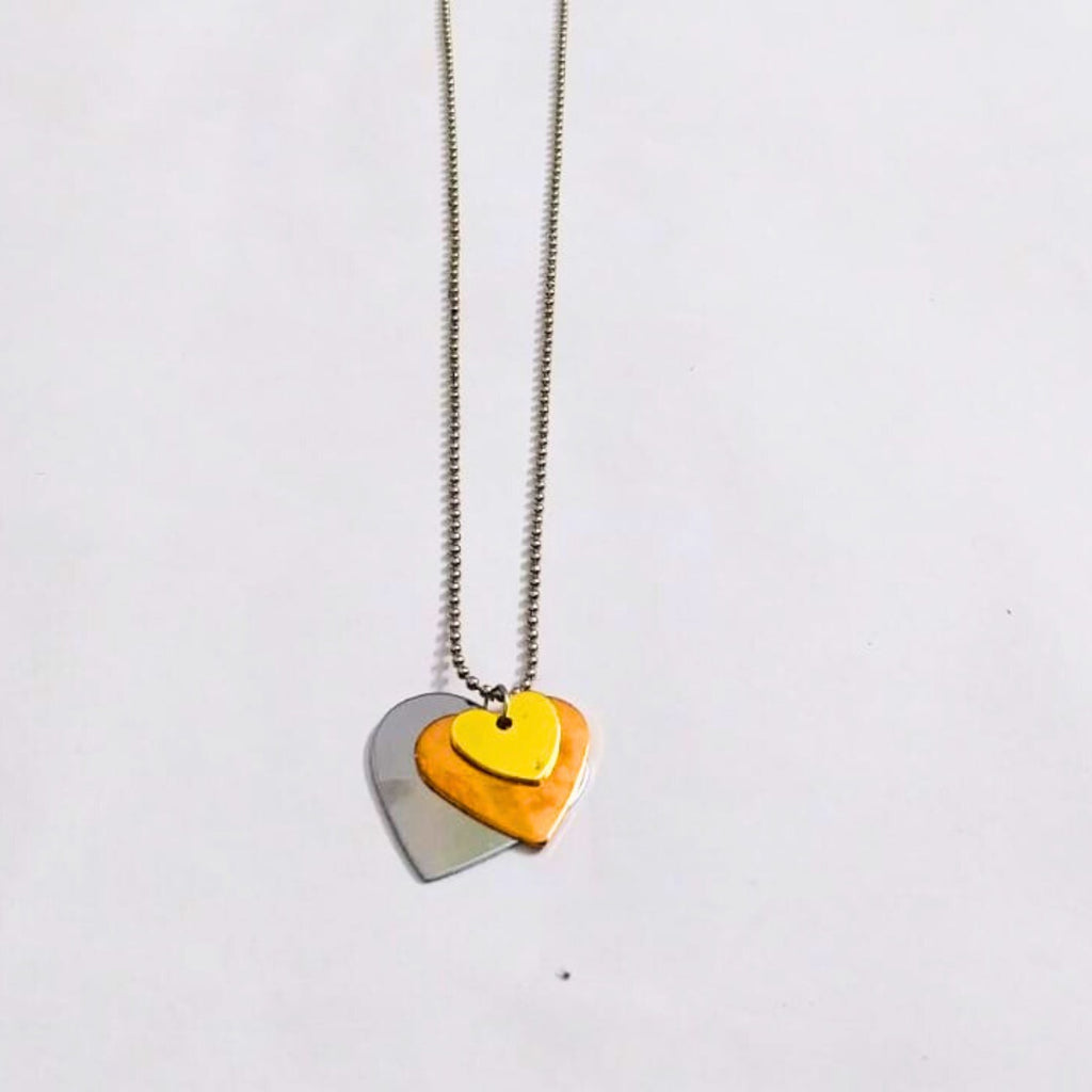 Double Heart Pendant Necklace for Women | Gold & Silver Heart Charm Chain | Romantic Gift Jewellery
