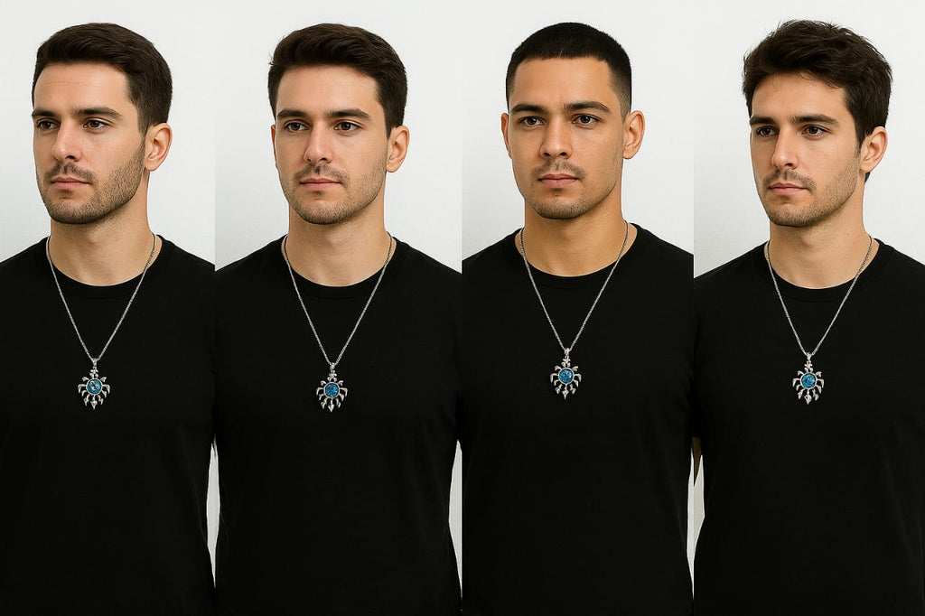 Men’s Silver Spider Pendant with Blue Stone – Gothic Style Necklace for Men | Premium Fashion Jewelry