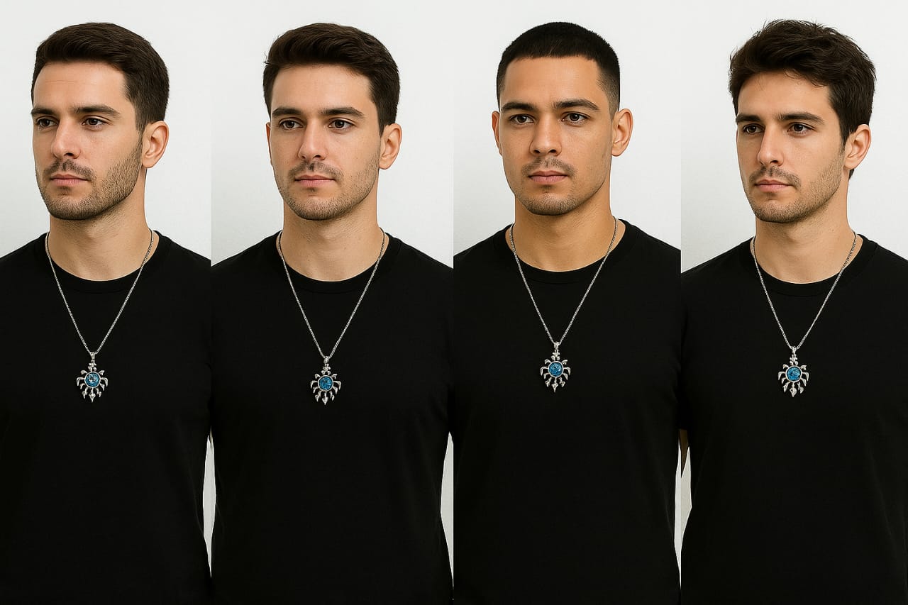 Men’s Silver Spider Pendant with Blue Stone – Gothic Style Necklace for Men | Premium Fashion Jewelry