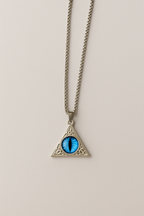 Silver Triangle Blue Eye Pendant Chain