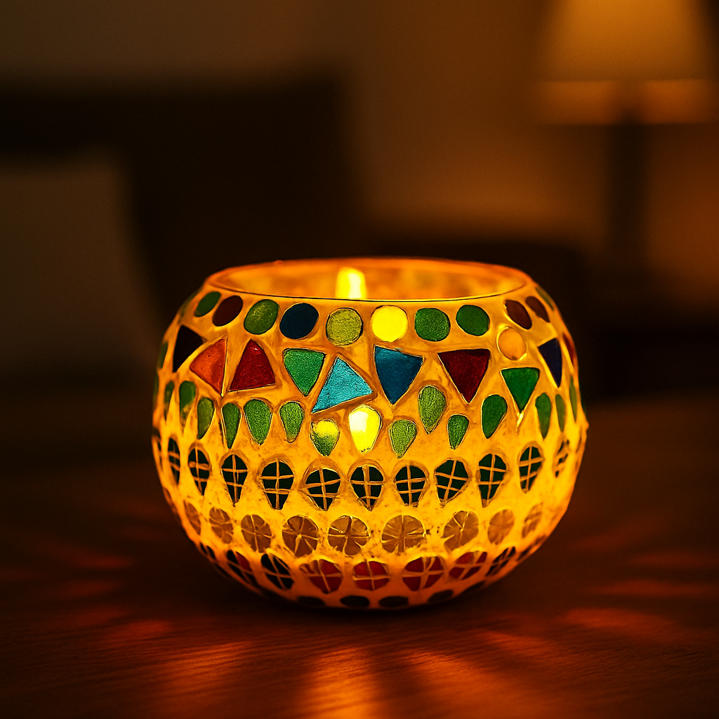 Mosaic Glass Candle Holder