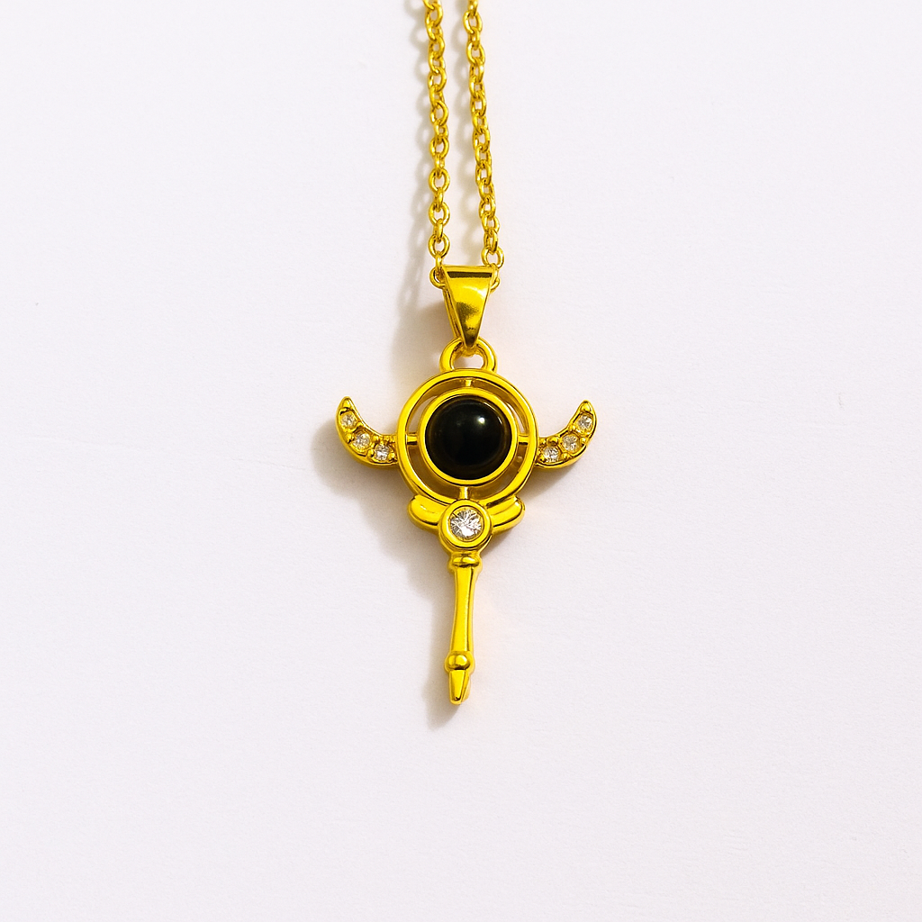 Gold Magical Staff Pendant