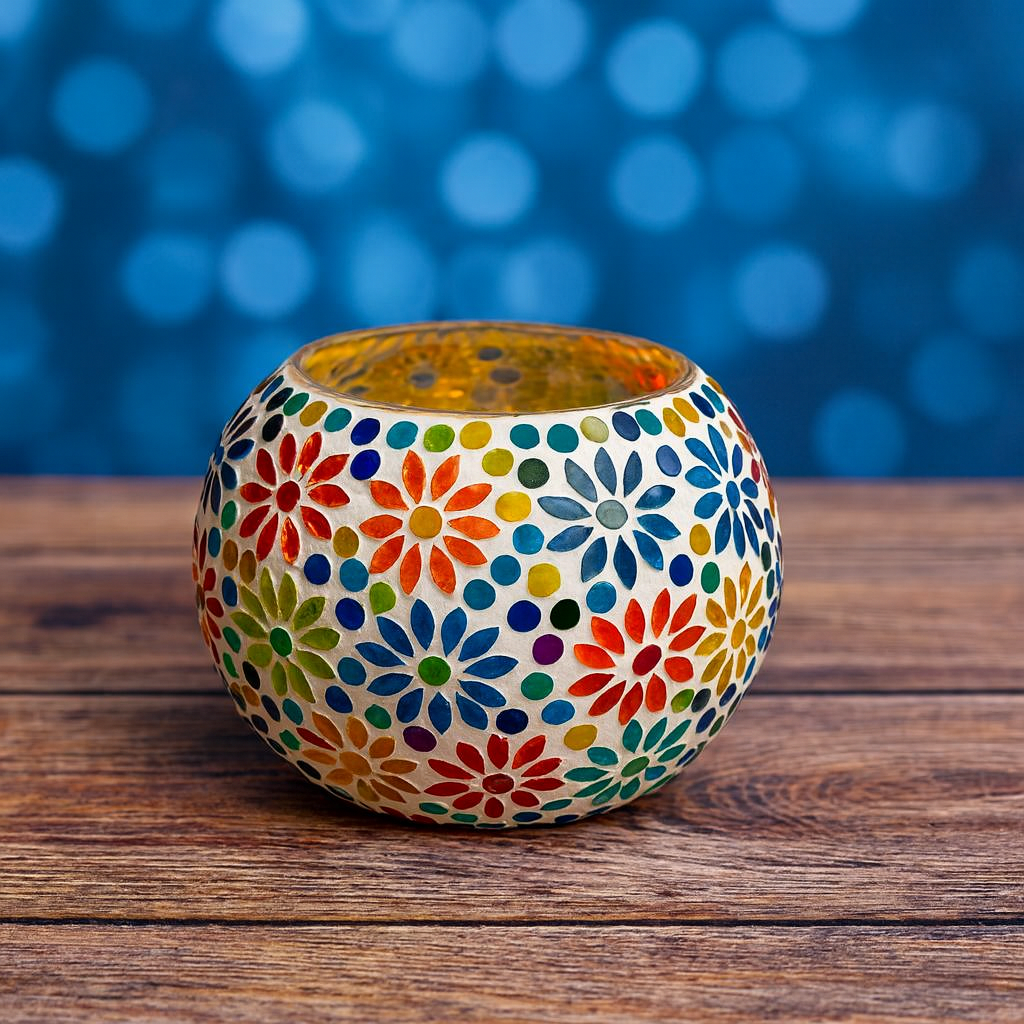 Handcrafted Mosaic Glass Tealight Candle Holder