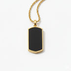 Unisex Gold-Plated Black Rectangular Pendant