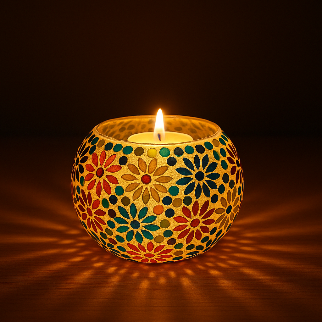 Handcrafted Mosaic Glass Tealight Candle Holder