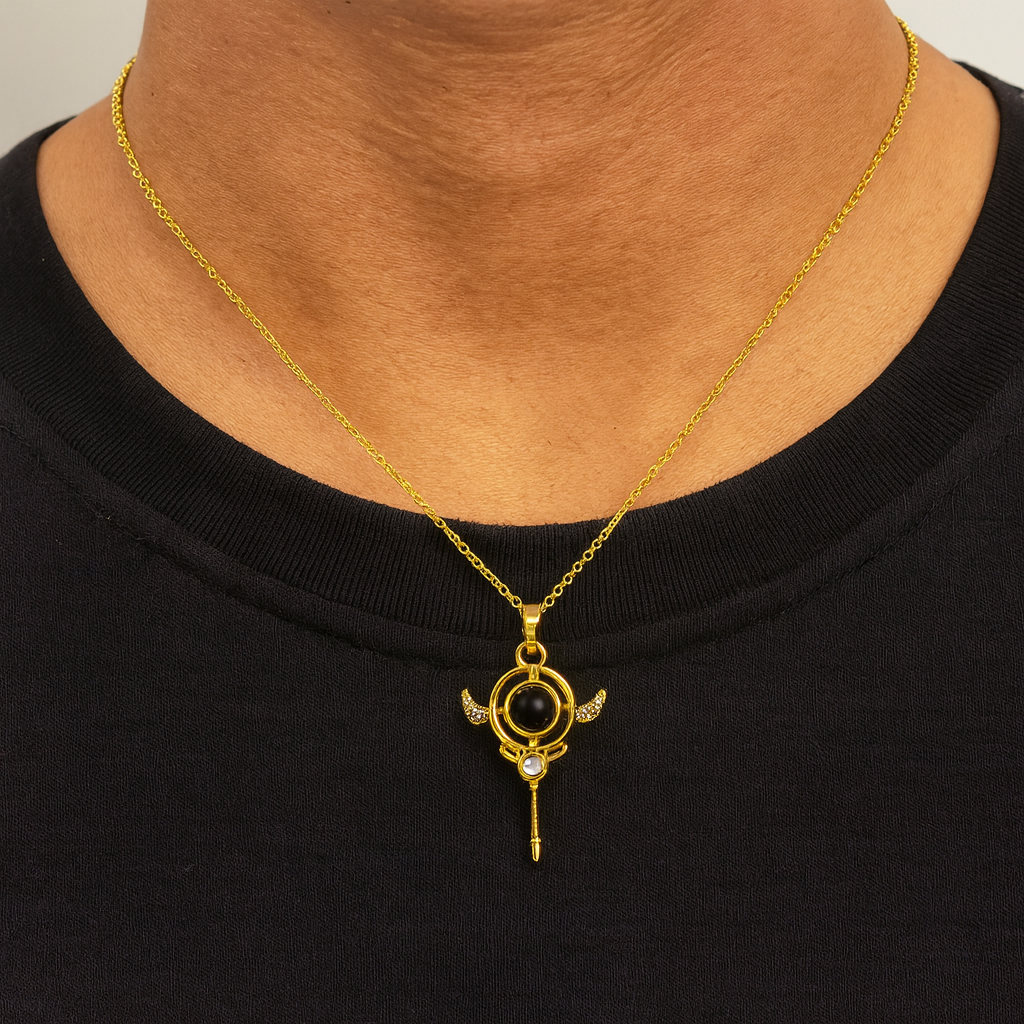 Gold Magical Staff Pendant