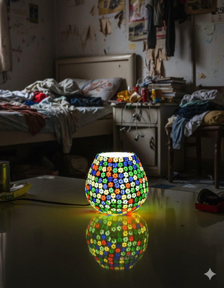 Handmade Multicolor Mosaic Flower Lamp