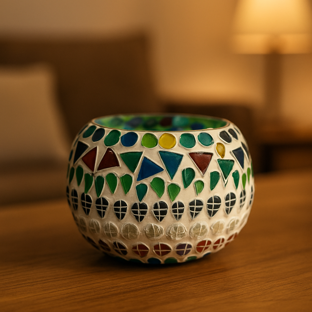 Mosaic Glass Candle Holder