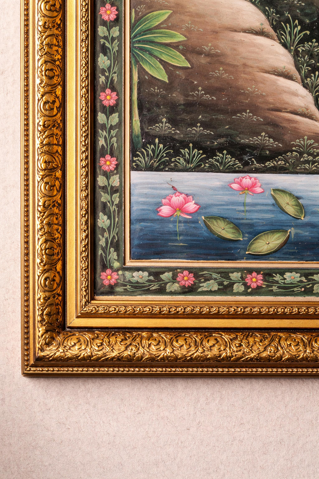 Radha Krishna silk painting