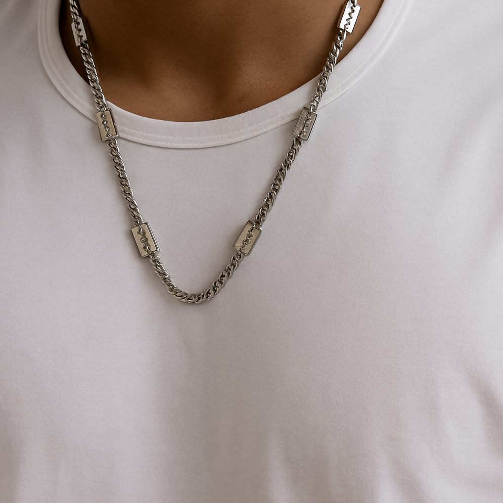 Silver Razor Blade Chain