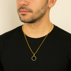 Premium Gold-Plated Black Round Pendant