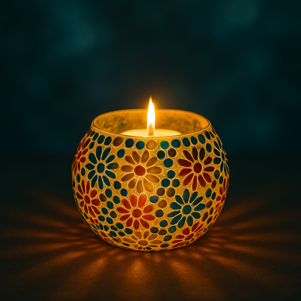 Handcrafted Mosaic Glass Tealight Candle Holder