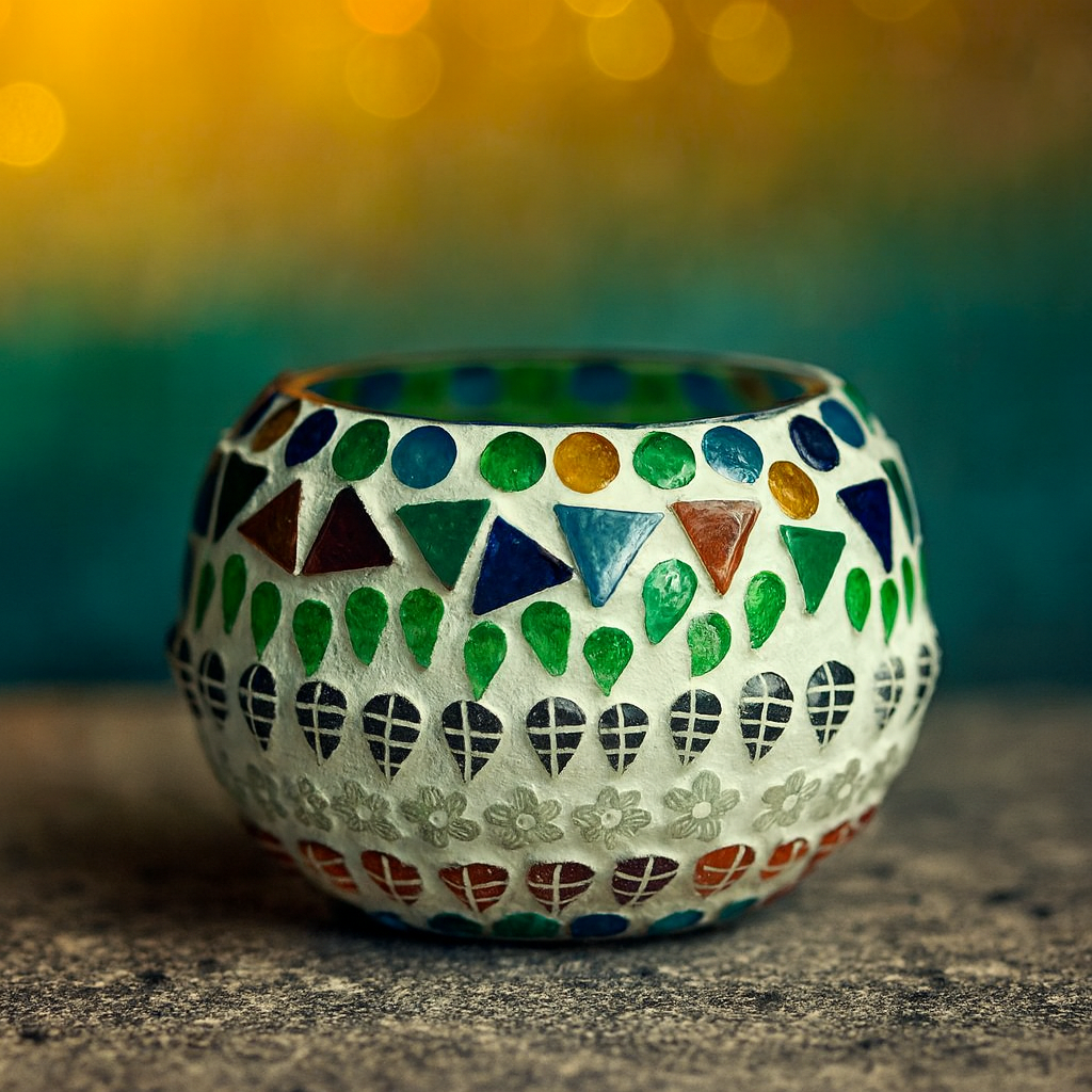 Mosaic Glass Candle Holder