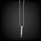 Sterling Silver Bar Pendant Necklace for Men | Minimalist Vertical Bar Design with Silver Chain | Daily Wear Stylish Metal Pendant for Boys & Men