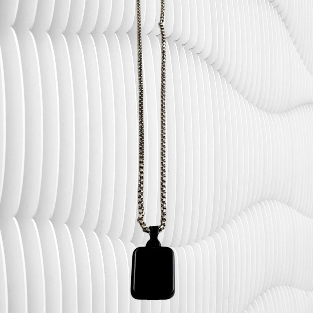 Stylish Black Pendant Necklace for Men | Stainless Steel Chain | Trendy & Minimalist Jewellery
