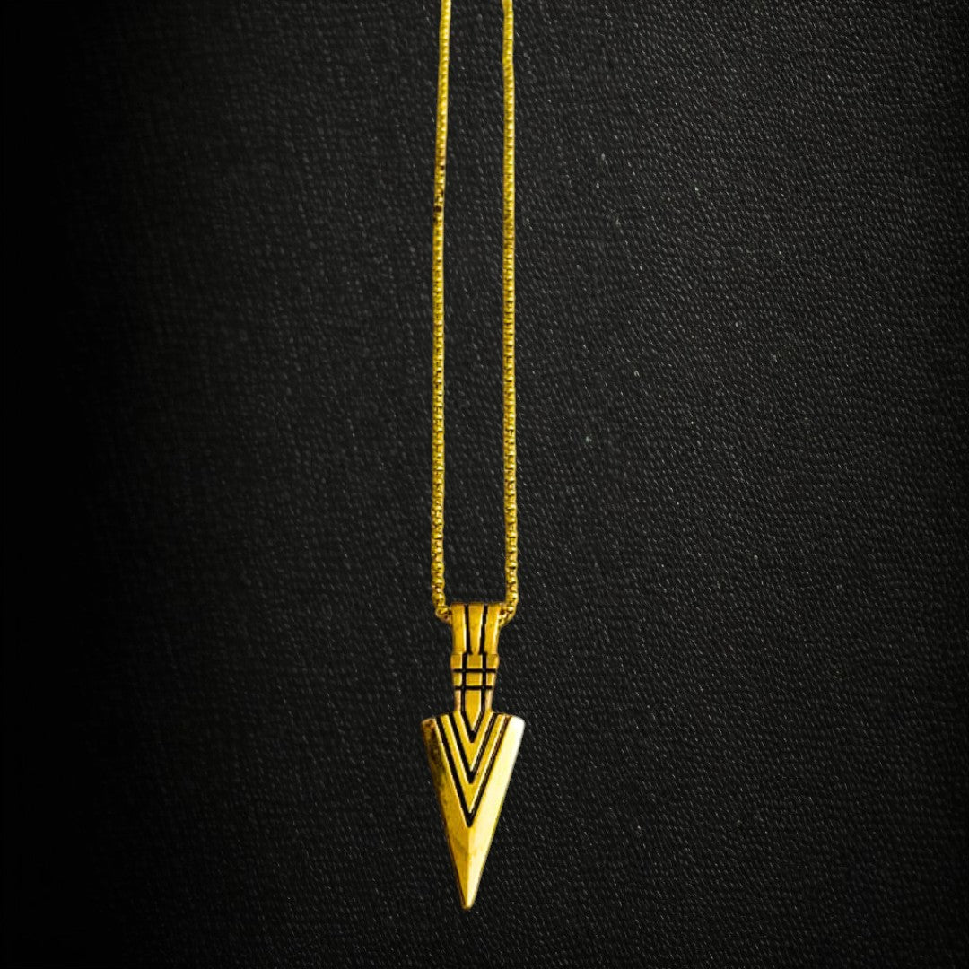 Gold Plated Arrowhead Pendant Necklace | Geometric Minimalist Jewelry for Women & Men