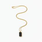 Unisex Gold-Plated Black Rectangular Pendant