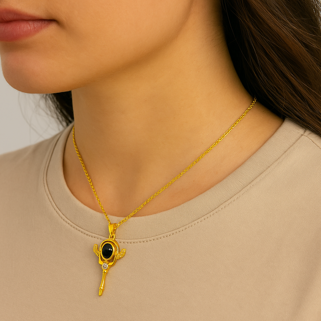 Gold Magical Staff Pendant