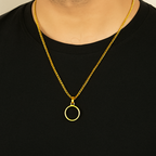 Premium Gold-Plated Black Round Pendant